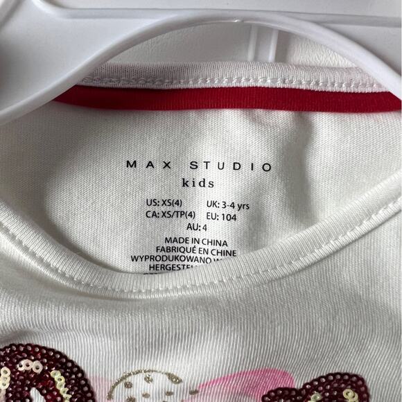 Max Studio Kids Matching Red and White Love Heart Skirt and Long Sleeve Tee - Picture 5 of 6